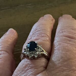EUC 10k sapphire white gold ring. Size 8